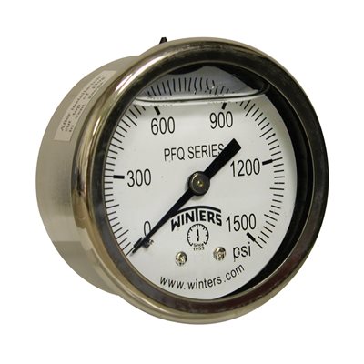 2'' x 1 / 4'' NPT BCK SS, 0-1,500 PSI, GLYCERIN FILLED