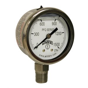 2'' x 1 / 4'' NPT BTM SS, 0-1,500 PSI, GLYCERIN FILLED