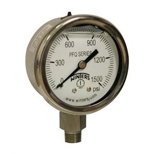 2'' x 1 / 8'' NPT BTM SS, 0-1,500 PSI, GLYCERIN FILLED