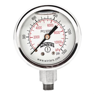 2'' x 1 / 8'' NPT BTM SS, 0-1,500 PSI / KPA, GLYCERIN FILLED