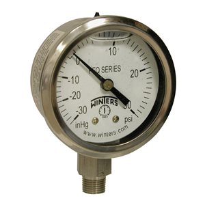 2'' x 1 / 8'' NPT BTM SS, 30”-0-30 PSI, GLYCERIN FILLED