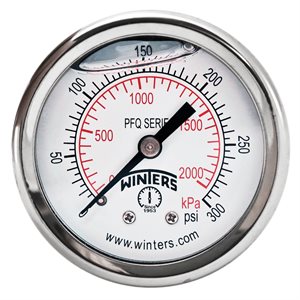 2'' x 1 / 4'' NPT BCK SS, 0-300 PSI / KPA, GLYCERIN FILLED