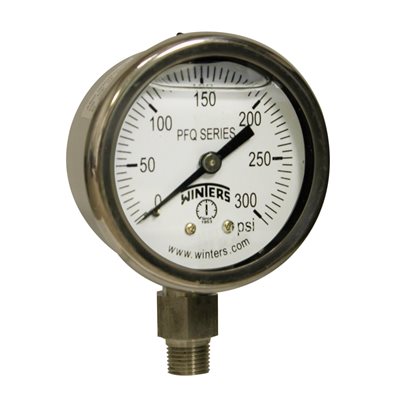 2'' x 1 / 8'' NPT BTM SS, 0-300 PSI, GLYCERIN FILLED