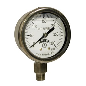 2'' x 1 / 8'' NPT BTM SS, 0-300 PSI, GLYCERIN FILLED