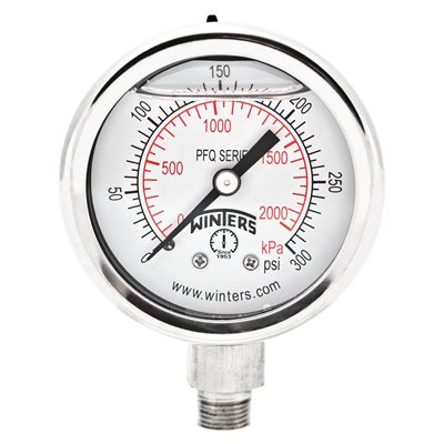 2'' x 1 / 8'' NPT BTM SS, 0-300 PSI / KPA, GLYCERIN FILLED