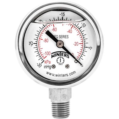 2'' x 1 / 4'' NPT BTM SS, 30” HG VACUUM / KPA, GLYCERIN FILLED