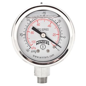 2'' x 1 / 8'' NPT BTM SS, 30" HG VACUUM / KPA, GLYCERIN FILLED