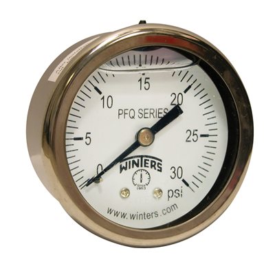 2'' x 1 / 4'' NPT BCK SS, 0-30 PSI, GLYCERIN FILLED
