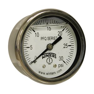 2'' x 1 / 8'' NPT BCK SS, 0-30 PSI, GLYCERIN FILLED