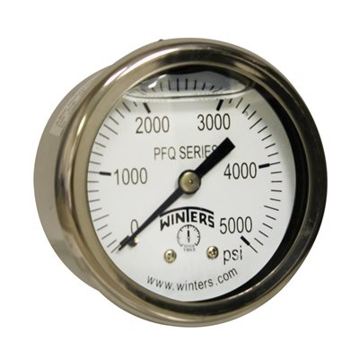 2'' x 1 / 4'' NPT BCK SS, 0-5,000 PSI, GLYCERIN FILLED