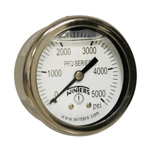 2'' x 1 / 4'' NPT BCK SS, 0-5,000 PSI, GLYCERIN FILLED