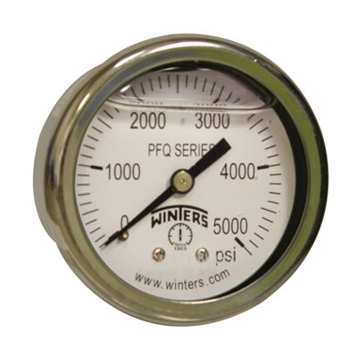 2'' x 1 / 8'' NPT BCK SS, 0-5,000 PSI, GLYCERIN FILLED