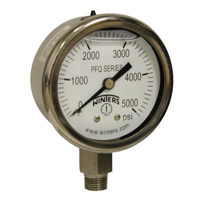 2'' x 1 / 8'' NPT BTM SS, 0-5,000 PSI, GLYCERIN FILLED