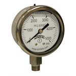 2'' x 1 / 8'' NPT BTM SS, 0-5,000 PSI, GLYCERIN FILLED