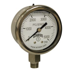 2'' x 1 / 8'' NPT BTM SS, 0-5,000 PSI, GLYCERIN FILLED
