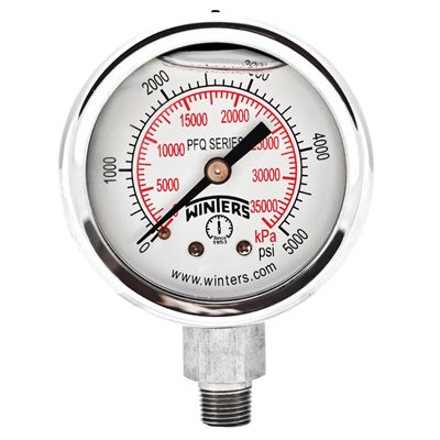 2'' x 1 / 8'' NPT BTM SS, 0-5,000 PSI / KPA, GLYCERIN FILLED