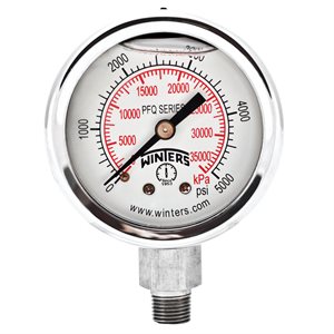 2'' x 1 / 8'' NPT BTM SS, 0-5,000 PSI / KPA, GLYCERIN FILLED