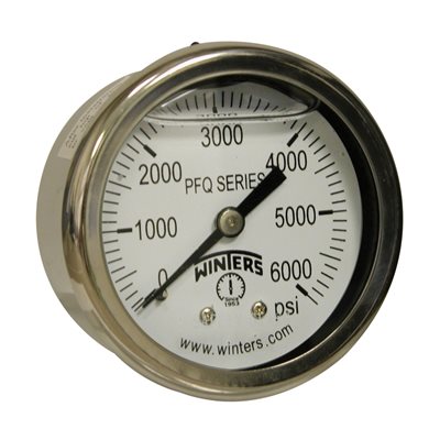 2'' x 1 / 4'' NPT BCK SS, 0-6,000 PSI, GLYCERIN FILLED
