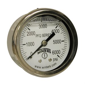2'' x 1 / 4'' NPT BCK SS, 0-6,000 PSI, GLYCERIN FILLED