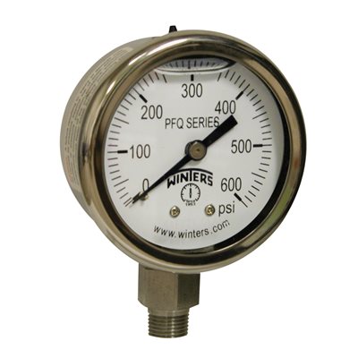 2'' x 1 / 8'' NPT BTM SS, 0-600 PSI, GLYCERIN FILLED