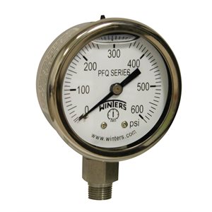 2'' x 1 / 8'' NPT BTM SS, 0-600 PSI, GLYCERIN FILLED