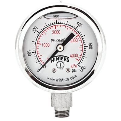 2'' x 1 / 8'' NPT BTM SS, 0-600 PSI / KPA, GLYCERIN FILLED