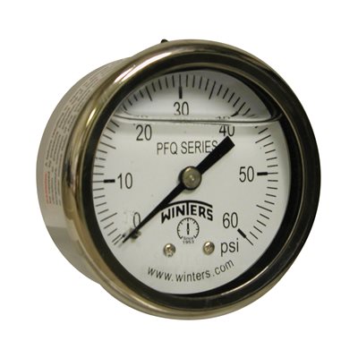 2'' x 1 / 4'' NPT BCK SS, 0-60 PSI, GLYCERIN FILLED