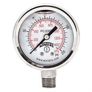 2'' x 1 / 4'' NPT BTM SS, 0-200 PSI / KPA, GLYCERIN FILLED