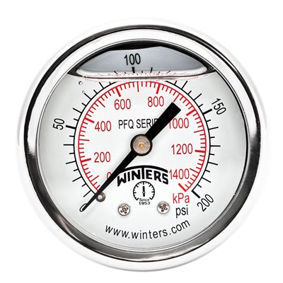 2'' x 1 / 4'' NPT BCK SS, 0-200 PSI / KPA, GLYCERIN FILLED