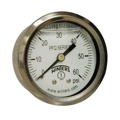 2'' x 1 / 8'' NPT BCK SS, 0-60 PSI, GLYCERIN FILLED