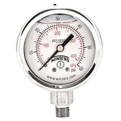 2'' x 1 / 8'' NPT BTM SS, 0-60 PSI / KPA, GLYCERIN FILLED