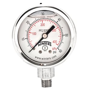 2'' x 1 / 8'' NPT BTM SS, 0-60 PSI / KPA, GLYCERIN FILLED