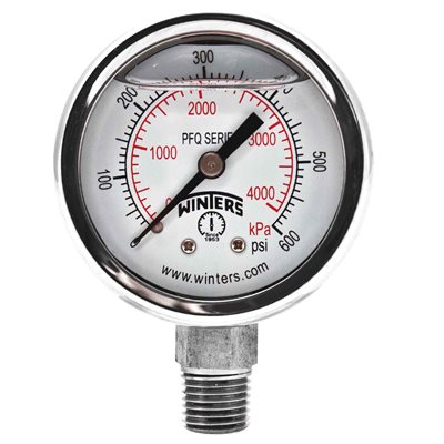 2'' x 1 / 4'' NPT BTM SS, 0-600 PSI / KPA, GLYCERIN FILLED