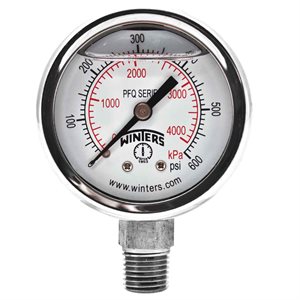 2'' x 1 / 4'' NPT BTM SS, 0-600 PSI / KPA, GLYCERIN FILLED