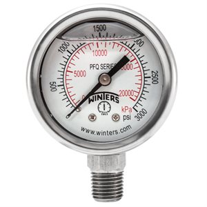 2'' x 1 / 4'' NPT BTM SS, 0-3,000 PSI / KPA, GLYCERIN FILLED