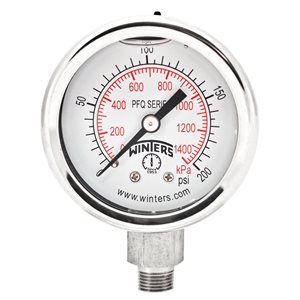 2'' x 1 / 8'' NPT BTM SS, 0-200 PSI / KPA, GLYCERIN FILLED