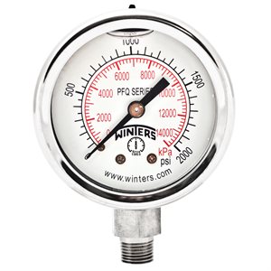 2'' x 1 / 8'' NPT BTM SS, 0-2,000 PSI / KPA, GLYCERIN FILLED