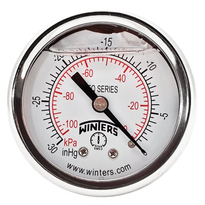2'' x 1 / 8'' NPT BCK SS, 30” HG VACUUM / KPA, GLYCERIN FILLED