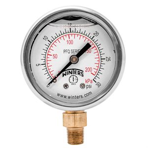 2'' x 1 / 8'' NPT BTM BRASS, 0-30 PSI / KPA, GLYCERIN FILLED