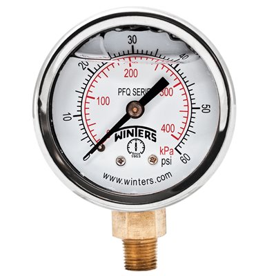 2'' x 1 / 8'' NPT BTM BRASS, 0-60 PSI / KPA, GLYCERIN FILLED