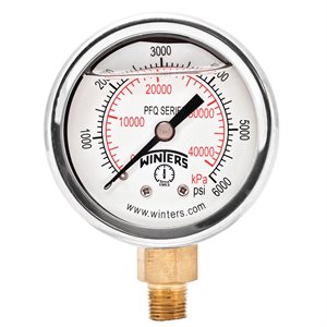2'' x 1 / 8'' NPT BTM BRASS, 0-6,000 PSI / KPA, GLYCERIN FILLED