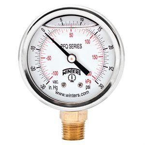 2'' x 1 / 4'' NPT BTM BRASS, 30”-0-30 PSI / KPA, GLYCERIN FILLED
