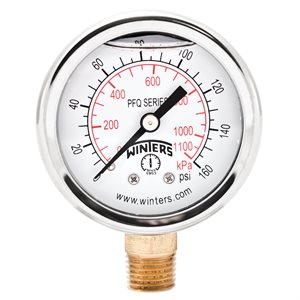 2'' x 1 / 4'' NPT BTM BRASS, 0-160 PSI / KPA, GLYCERIN FILLED