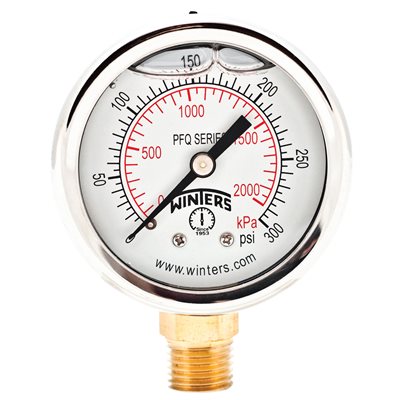2'' x 1 / 4'' NPT BTM BRASS, 0-300 PSI / KPA, GLYCERIN FILLED