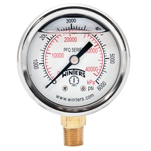 2'' x 1 / 4'' NPT BTM BRASS, 0-6,000 PSI / KPA, GLYCERIN FILLED