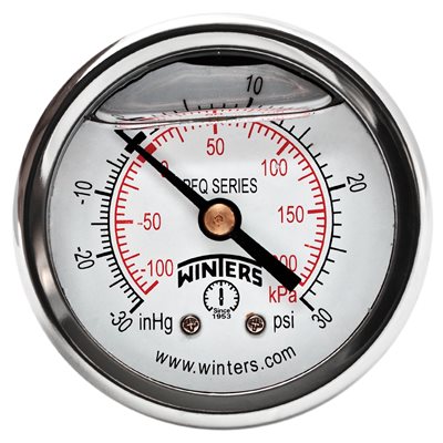 2'' x 1 / 4'' NPT BCK BRASS, 30"-0-30 PSI / KPA, GLYCERIN FILLED