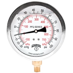 QUALITY LF 4"x1 / 4" NPT 30" / 0 / 100 PSI / KPA