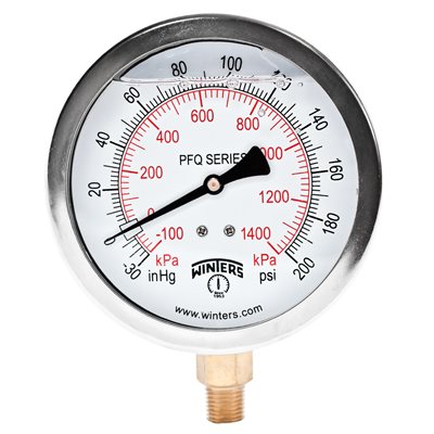 QUALITY LF 4"x1 / 4" NPT 30" / 0 / 200 PSI / KPA