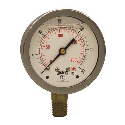 LF / BR 2.5" 0-30 PSI / KPA 1 / 4" NPT BTM.
