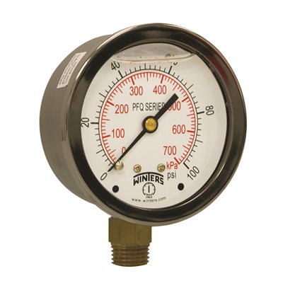 LF / BR 2.5" 0-100 PSI / KPA 1 / 4" NPT BTM.